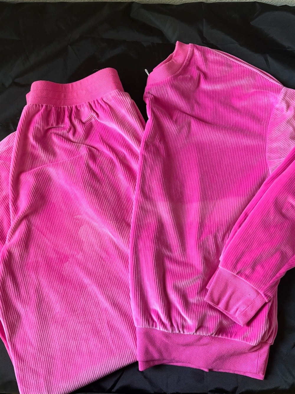 Women's Ribbed Hot Pink Pajama Set - Cozy Two-Piece Lounge Set